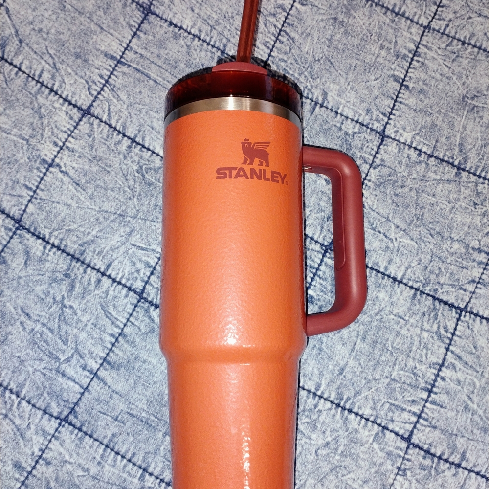 Stanley Orange/Clay Colored Brand New Used Twice Tumbler with Straw